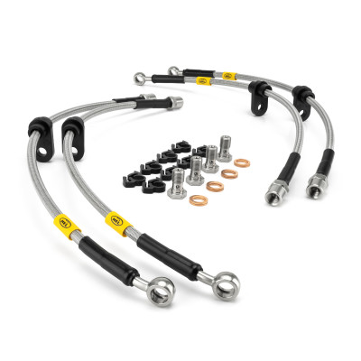 Mercedes C Class 205 Series C160, C180 and C220 CDI with TRW Front Calipers 2014- Brake Lines HEL Stainless Steel Braided