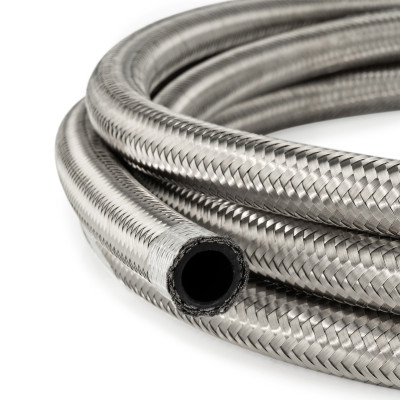 AN8 Rubber Stainless Braided Fuel Oil Coolant Hose Line